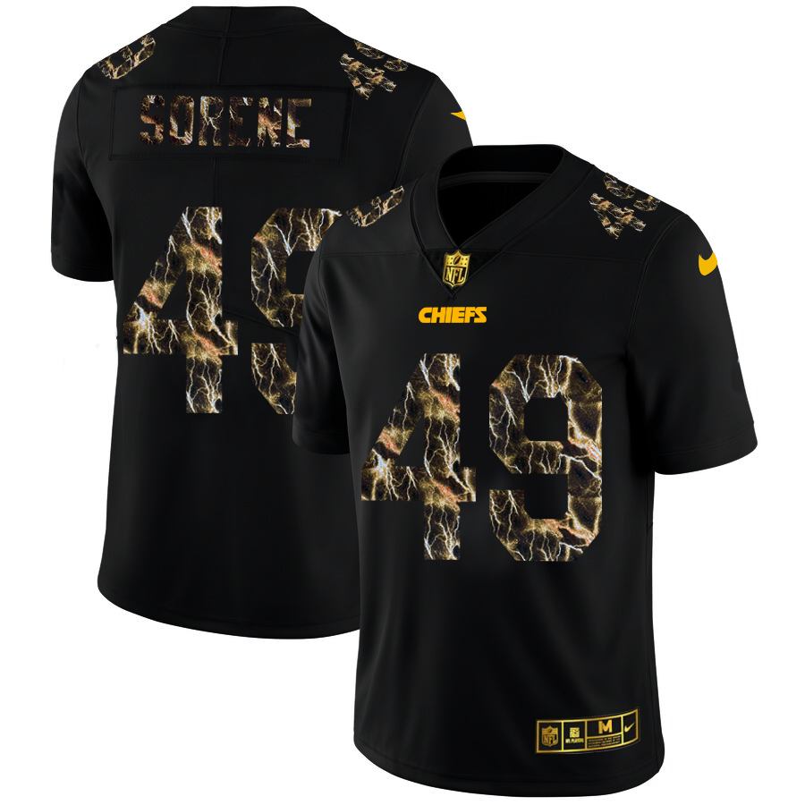 2020 Kansas City Chiefs #49 Daniel Sorensen Men Black Nike Flocked Lightning Vapor Limited NFL Jersey